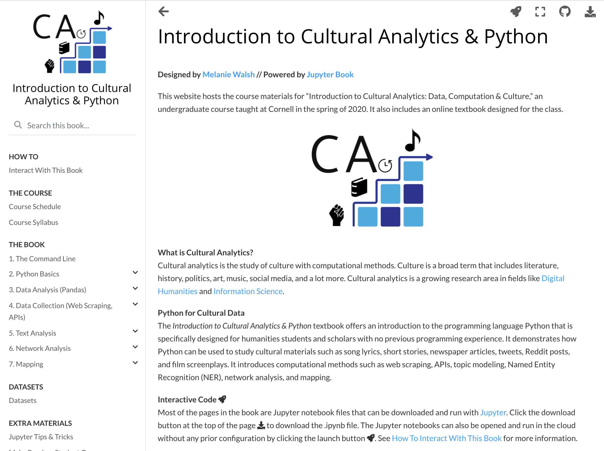 Intro Cultural Analytics home page